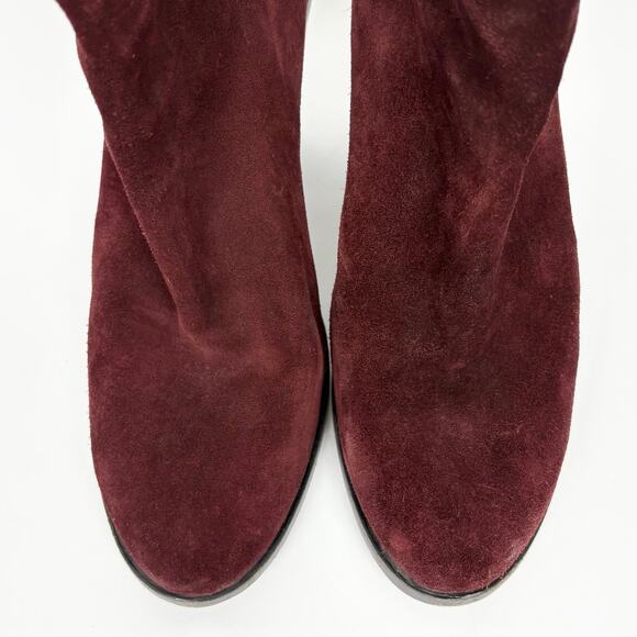 Rag & Bone Kerr Nubuck Ankle Boots Bordeaux Chunky Stacked Heel Taylor Swift 41 - Picture 4 of 15